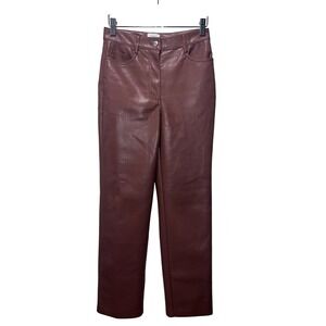 WILFRED MELINA SPICED BURGUNDY HIGH WAISTED VEGAN‎ LEATHER PANT SIZE 0